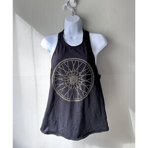 NWT Women's SOULCYCLE / NIKE, Gold Stone Wheel High-Neck Tank, Size XS. $64